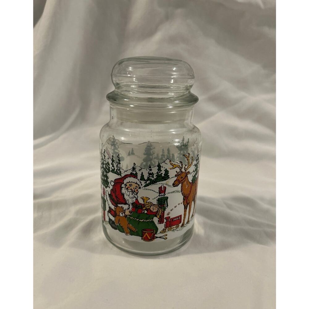 Vintage Christmas Jar with Santa, toys and reindeer!!